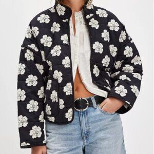 Free People Chloe Jacket Night Blooms Floral Quilted XL